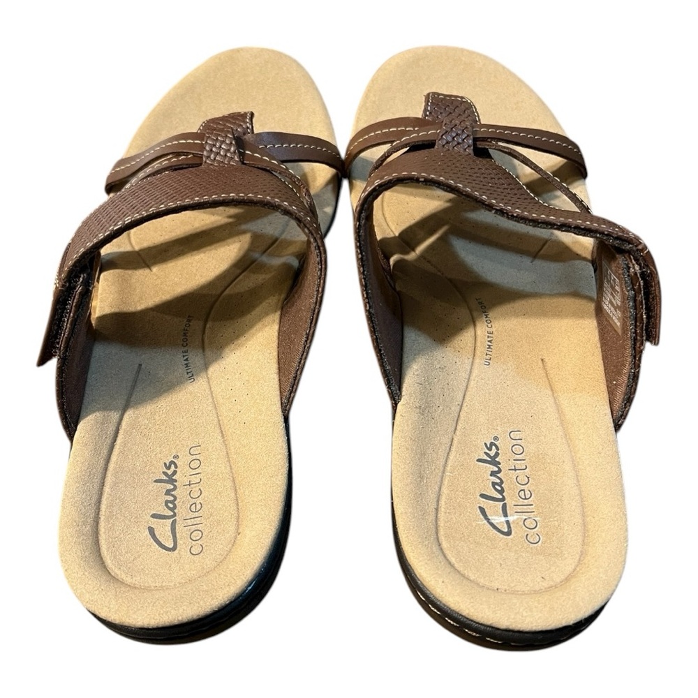 Clarks Women's Laurieann Edge Toe-Post Sandal in Brown Leather Size 10M - Picture 5 of 9